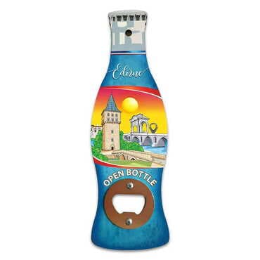 Edirne Themed Coke Bottle Shaped Printed MDF Wooden Bottle Opener 200x66 mm