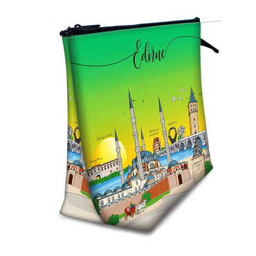 Toptan Edirne Temalı Myros Büyük Körüklü Makyaj Çantası 160x270x80 mm - Thumbnail