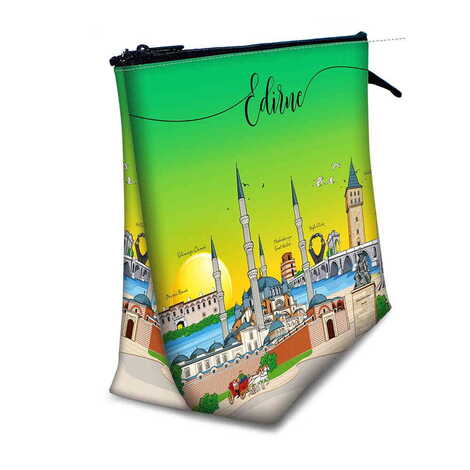 Toptan Edirne Temalı Myros Büyük Körüklü Makyaj Çantası 160x270x80 mm