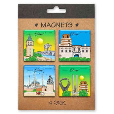 Toptan Edirne Temalı Myros Dörtlü Kartonetli Magnet Seti 40x40 mm - 3