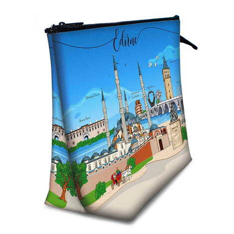 Toptan Edirne Temalı Myros Küçük Körüklü Makyaj Çantası 145x220x70 mm