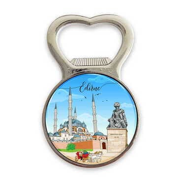 Toptan Edirne Temalı Myros Küçük Yuvarlak Açacak Magnet 38x60 mm
