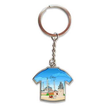Edirne Themed Metal T-Shirt Shaped Keychain 34x92 mm
