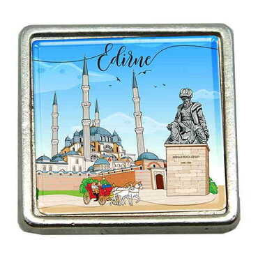 Myros - Toptan Edirne Temalı Myros Metal Kare Rozet 18x18 mm