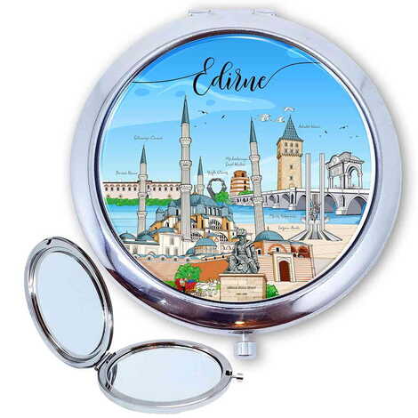 Toptan Edirne Temalı Myros Metal Yuvarlak Ayna 70x11 mm - 1