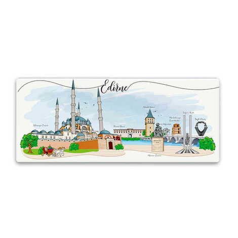 Toptan Edirne Temalı Myros Panaromik Magnet 120x50 mm