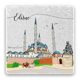 Myros - Toptan Edirne Temalı Myros Taş Magnet 50x50 mm