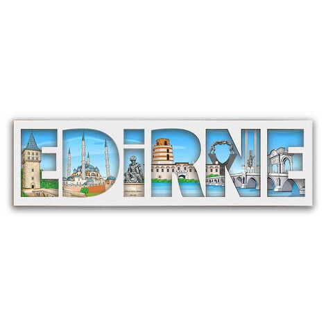 Toptan Edirne Temalı Myros Yazı Ahşap Magnet - 1