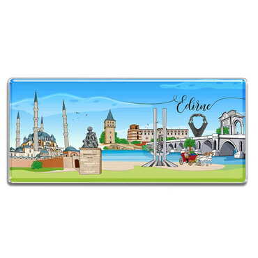 Myros - Toptan Edirne Temalı Panaromik Myros Magnet 85x35 mm