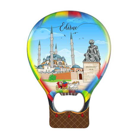 Edirne Themed Baloon Shaped Metal Magnetic Bottle Opener 102x73 mm - 1