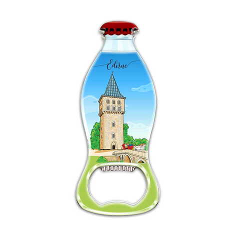 Edirne Themed Coke Bottle Shaped Metal Magnetic Bottle Opener 120x41 mm