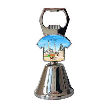 Myros - Edirne Themed Collectible Souvenir Double Face Metal Bell With Opener 44x94 mm