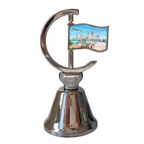 Edirne Themed Collectible Souvenir Double Face Metal Spinner Flag Bell 44x96 mm