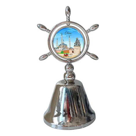 Edirne Themed Collectible Souvenir Double Face Metal Spinner Rudder Bell 44x92 mm