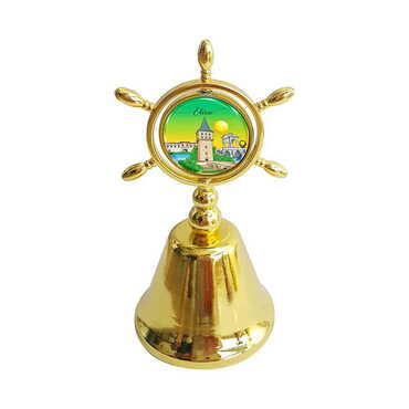 Edirne Themed Collectible Souvenir Double Face Metal Spinner Rudder Bell - Golden Color - Myros