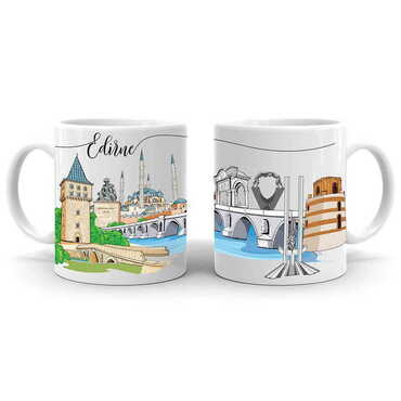 Edirne Themed Custom Printed Ceramic Coffee Mug 82x90 mm - Myros