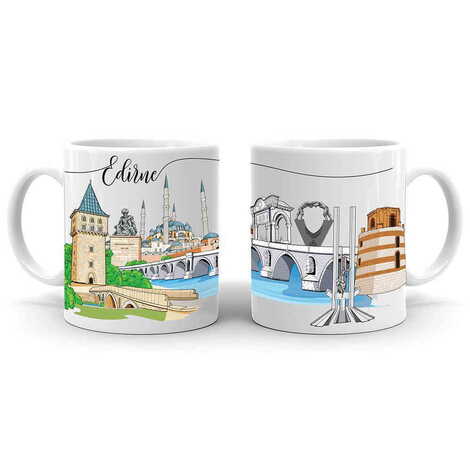 Edirne Themed Custom Printed Ceramic Coffee Mug 82x90 mm