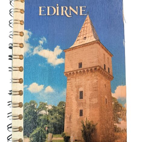 Edirne Themed Custom Printed Wood Cover Notebook 120x170 mm