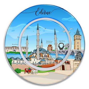 Edirne Themed Customised Ceramic Epoxy Souvenir Plate 20 cm - Thumbnail