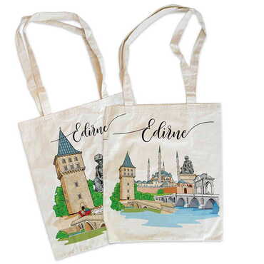 Myros - Edirne Themed Customised Colorful Shopping Tote Bag 450x350 mm