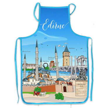 Myros - Edirne Themed Customised Digital Printed Cotton Apron 500x700 mm