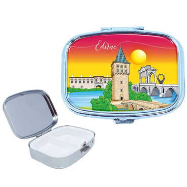 Myros - Edirne Themed Customised Epoxy Rectangle Pill Box 57x45x15 mm