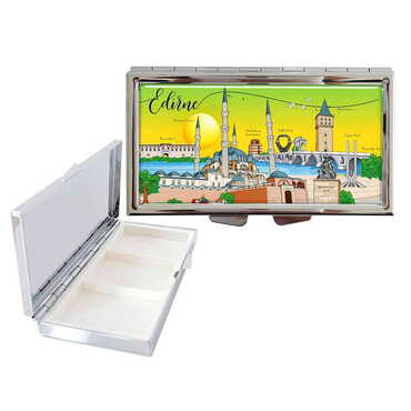 Myros - Edirne Themed Customised Metal Epoxy Rectangular Pill Box 84x45x13 mm