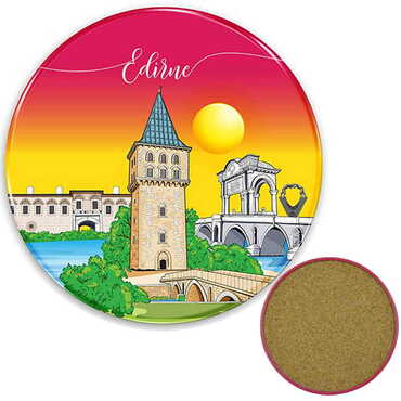 Myros - Edirne Themed Customised Metal Tin Coaster 90 mm