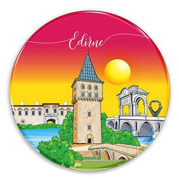 Edirne Themed Customised Metal Tin Coaster 90 mm - Thumbnail