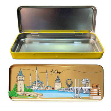 Myros - Edirne Themed Customised Metal Tin Pencil Case 210x80x25 mm