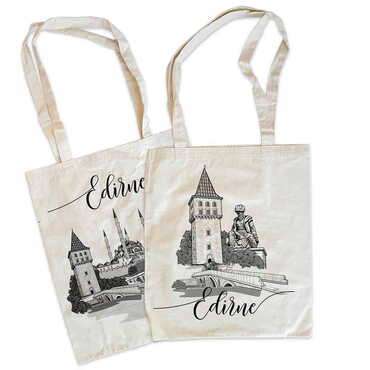 Myros - Edirne Themed Customised One Colour Shopping Tote Bag 450x350 mm