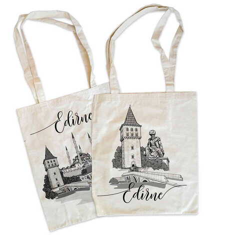 Edirne Themed Customised One Colour Shopping Tote Bag 450x350 mm