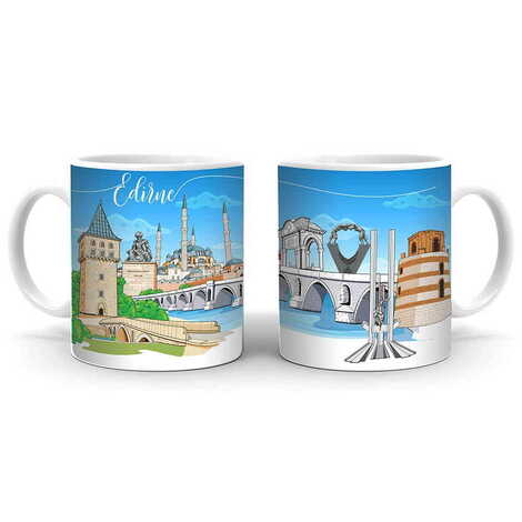 Edirne Themed Customised Porcelain Souvenir Travel Mug 80x95 mm - 1