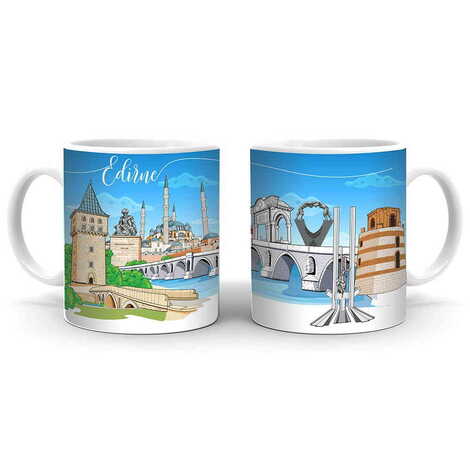 Edirne Themed Customised Porcelain Souvenir Travel Mug 80x95 mm