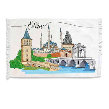 Myros - Edirne Themed Customised Serigraphy Printed Hand Towel 600x400 mm