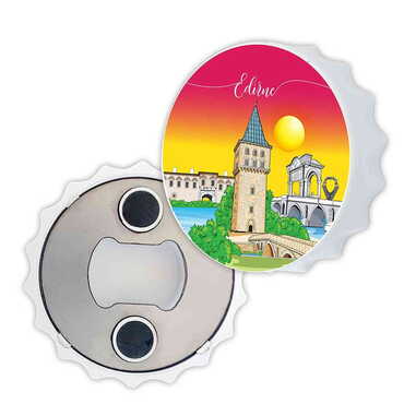 Edirne Themed Customised UV Printed Bottle Cap Shaped Plastic Base Bottle Opener 58x15 mm - Thumbnail