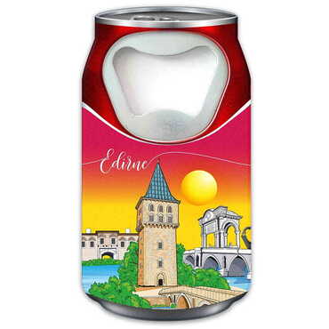 Myros - Edirne Themed Customised UV Printed Coca Cola Bottle Shape Plastic Base Bottle Opener 43x80 mm