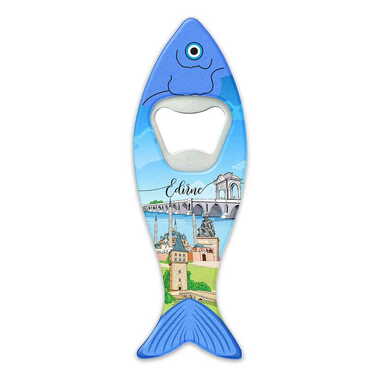 Edirne Themed Customised UV Printed Fish Shape Printed Plastic Base Bottle Opener 42x130 mm - 1