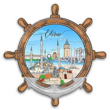 Edirne Themed Customised UV Printed Plastic Base Marin Rudder Shaped Fridge Magnet 82x82 mm - 1