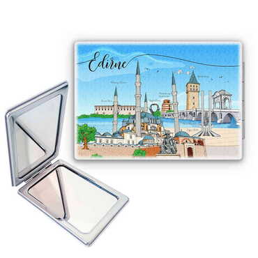 Edirne Themed Customised Uv Printed Rectangle Compact Mirror 85x62x11 mm - Thumbnail