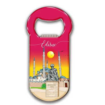 Edirne Themed Customizable Metal Magnetic Bottle Opener 90x45 mm - Thumbnail