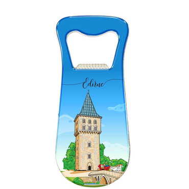 Edirne Themed Customizable Metal Magnetic Bottle Opener 95x42 mm - Thumbnail