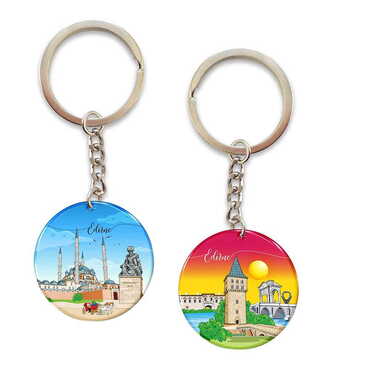 Edirne Themed Double Face Printed Epoxy Keychain - Myros