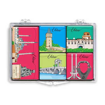 Edirne Themed Epoxy Dome Souvenir Fridge Magnet Set of 5 pcs - Thumbnail