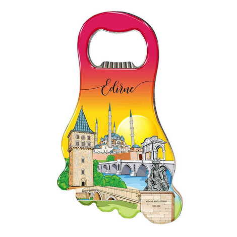 Edirne Themed Foot Shaped Metal Magnetic Bottle Opener 100x59 mm