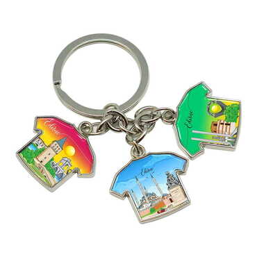 Myros - Edirne Themed Metal Keychain With 3 Charms - T-Shirt 40x95 mm