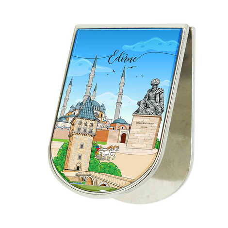 Edirne Themed Metal Magnetic Paper Clip Holder 40x55 mm