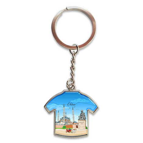 Edirne Themed Metal T-Shirt Shaped Keychain 34x92 mm