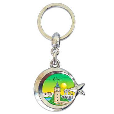 Myros - Edirne Themed Metal Turkish Flag Enamel Keychain