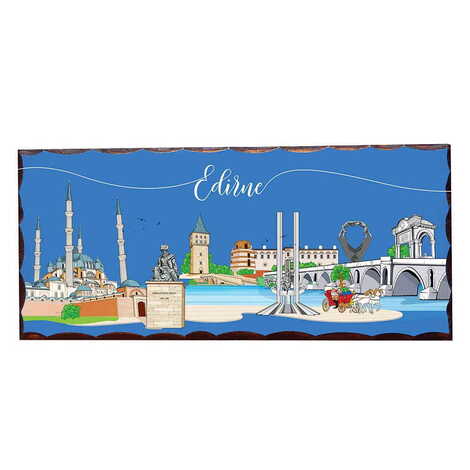 Edirne Themed Panaromic Printed Wooden Desktop Decor 40x80 mm